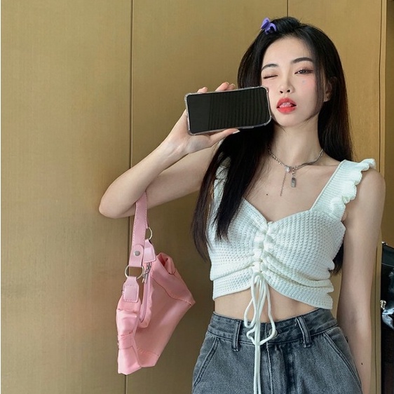 Áo dệt kim ZHELIHANGFEI hai dây gợi cảm cho nữ