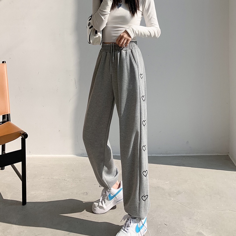 SUXI Quần Ống Rộng Lưng Cao Màu Sắc Đơn Giản Cho Nữ