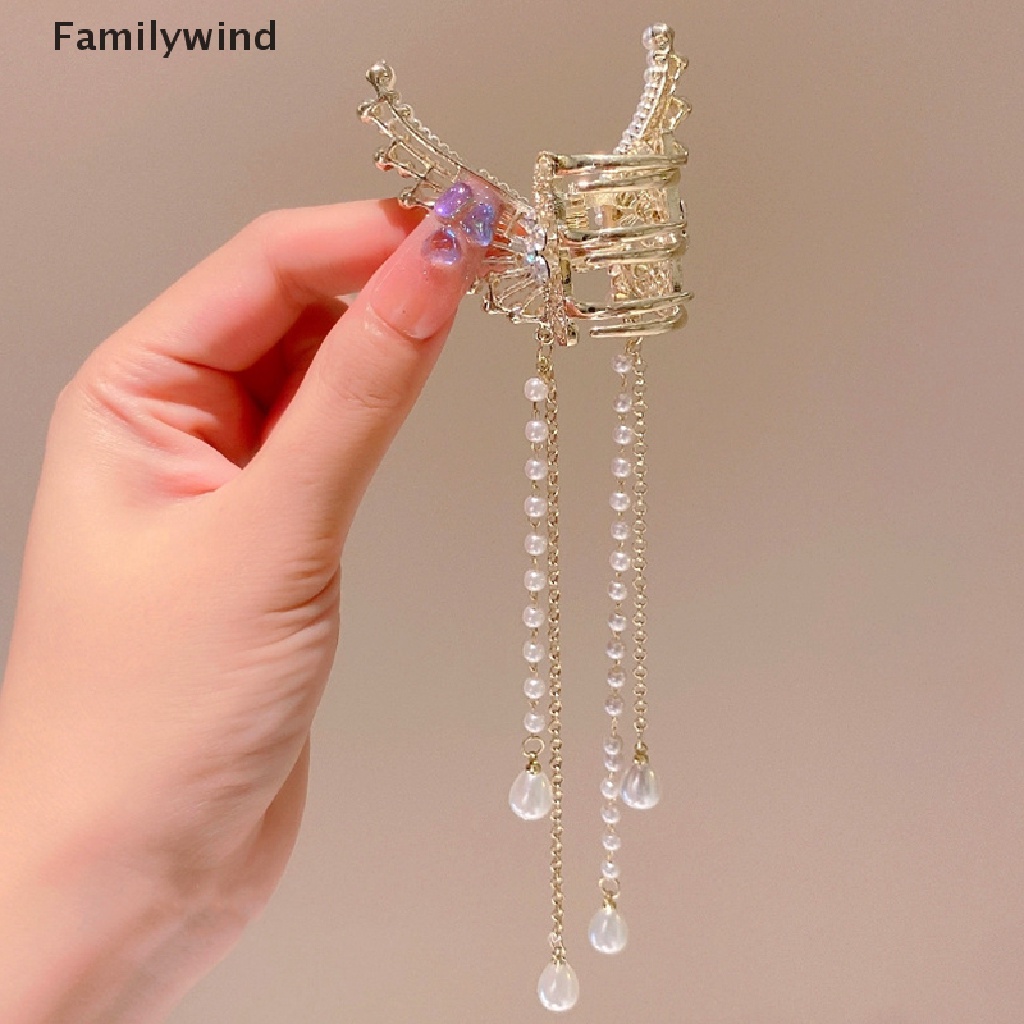 Kẹp Tóc Càng Cua Đính Ngọc Trai Hình Bướm Cho Nữ