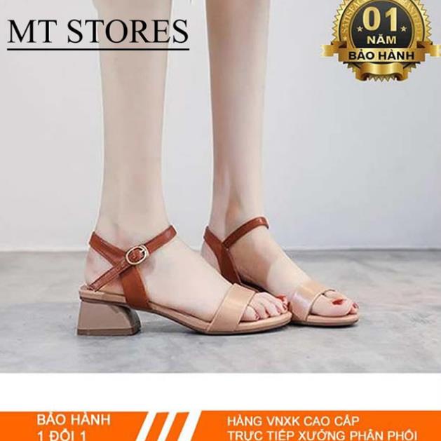 Dép cao gót nữ 3p đi học MTSTORES402 mẫu Hàn Quốc Quai hậu cài ,phối màu phá cách ; Giày sandal nữ cao gót 3 phân f