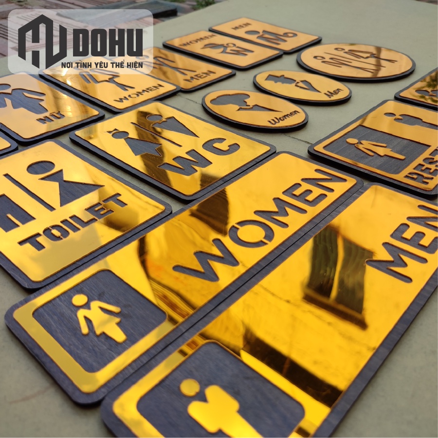 Bảng Gương Vàng Nhà Vệ Sinh - Toilet - WC Nam Nữ - Sang Trọng  - DH111