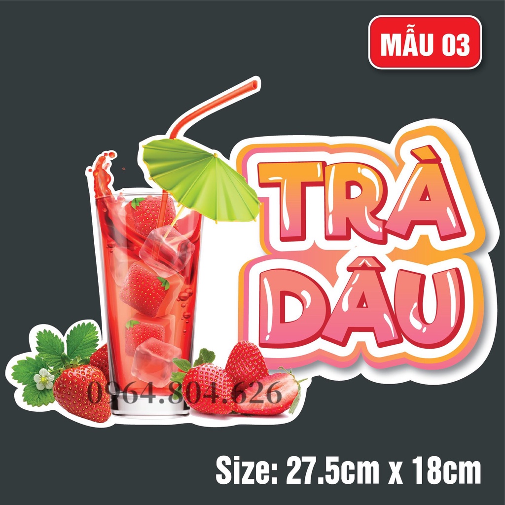 Decal Trang Trí Quán Trà Sữa Sticker Khổ Lớn Chống Nước, Decal Dán Tường, Tủ, Kính
