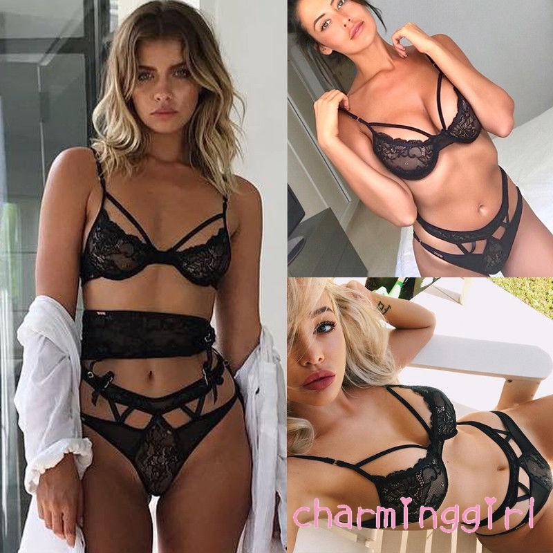 Bộ Đồ Lót Vải Ren Màu Đen Gợi Cảm Thời Trang Cho Phụ Nữ ( Có Bán Lẻ)