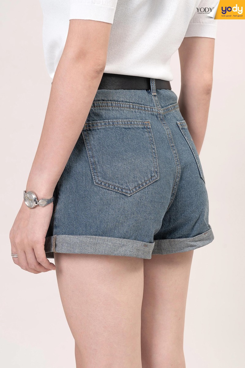 Quần short bò nữ YODY thiết kế basic mà vẫn cá tính - trẻ trung - SJN3070 | BigBuy360 - bigbuy360.vn
