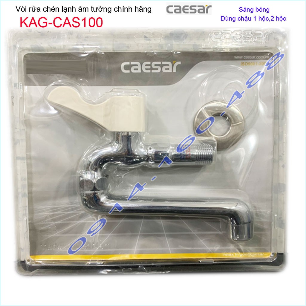 Vòi bếp lạnh gắn tường Caesar KAG-CAS100 , vòi chậu rửa chén bát âm tường xả nước mạnh siêu bền