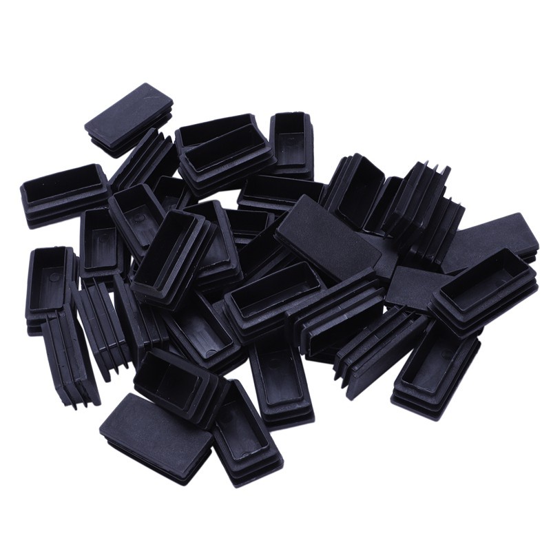 Plastic Rectangle Blanking End Caps Bung 40Mm X 80Mm 20Pcs Black