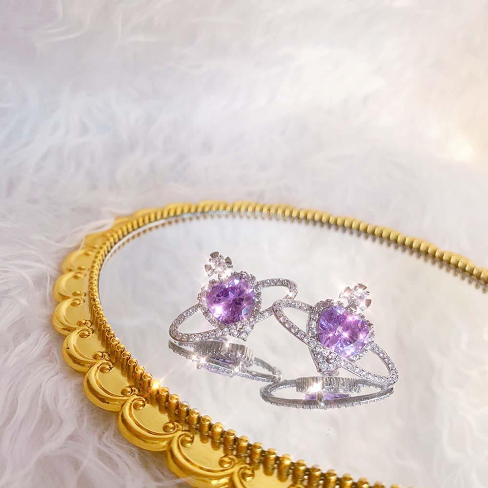 USNOW Bông Tai Trái Tim Nạm Đá Kiểu Hàn Quốc