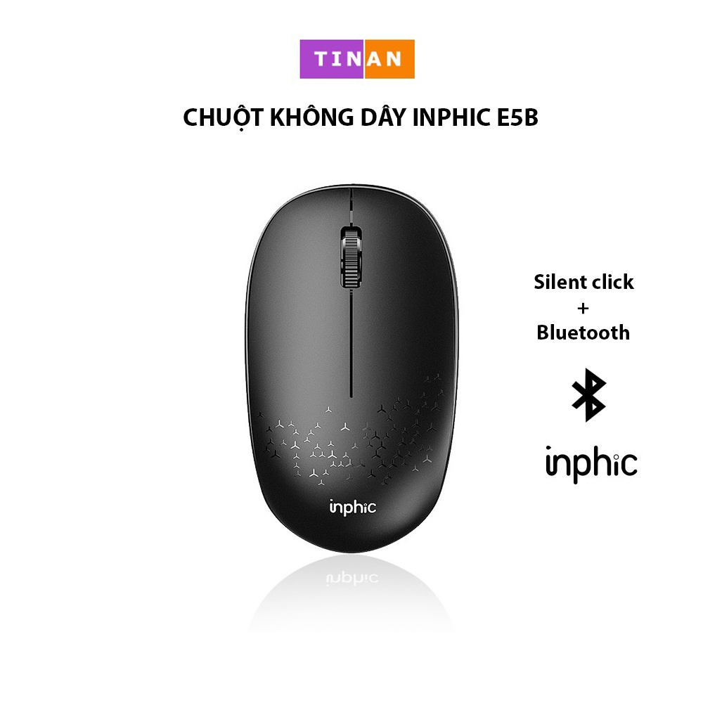 Chuột Không Dây Kết Nối Bluetooth 5.0 Inphic E5B, Chóng Ồn, 1600 DPI Cho Máy Tính, Laptop, Mac, iPadOS