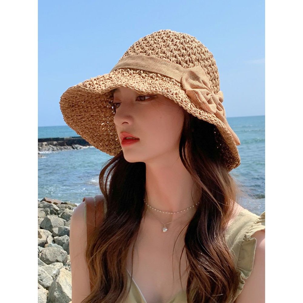 Mũ Rơm Cung Nữ Dệt Bên Bờ Biển, Ngư Dân Hàn Quốc Triều Che Mặt Trời Màu Đỏ Kem Chống Nắng Kem Chống Nắng Mũ