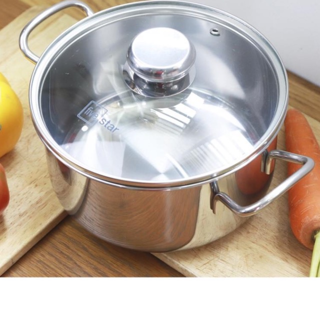 Nồi inox 3 đáy sandwich inox 430 cao cấp Fivestar Standard bếp từ nắp kính (16cm /18cm / 20cm / 24cm)