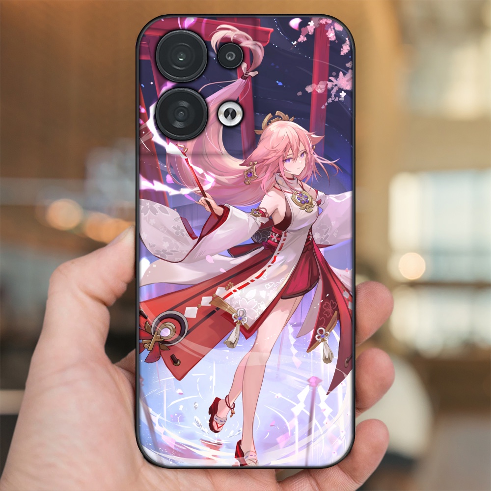 Ốp lưng Oppo Reno 8 5G viền đen in hình Yae Miko Genshin Impact