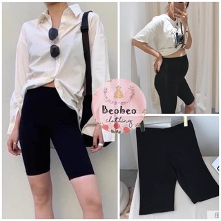 [Ảnh thật] Quần legging đen ngố đùi lửng có túi ulzzang