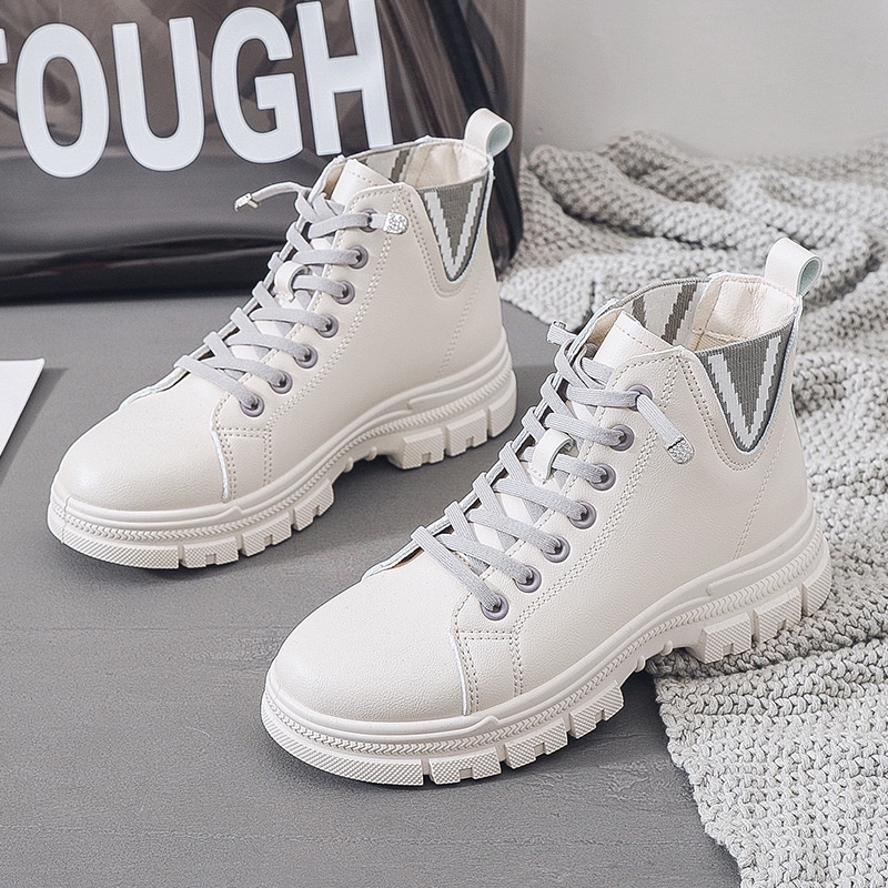 Giày Bốt Đế Dày Buộc Dây Cá Tính Phong Cách Anh Quốc Cho Bạn Gái