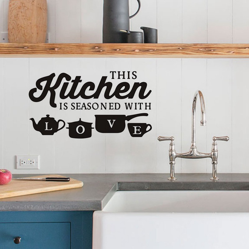 Sticker Dán Tường Họa Tiết Chữ Kitchen Pot Love Dùng Trang Trí Phòng Ăn