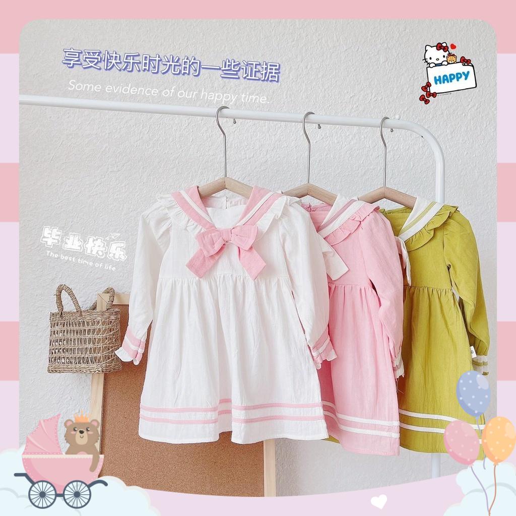 [Rẻ vô địch] 10-21kg Váy thu dài tay mozi siêu xinh trắng, hồng vàng mã VDT202283
