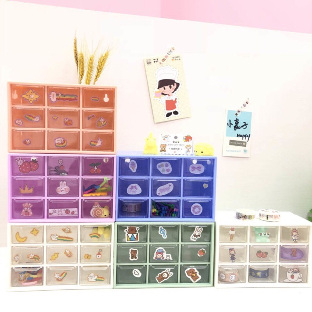 TỦ NHỰA 9 NGĂN  🎀🎀 MINI ĐA NĂNG ĐỰNG PHỤ KIỆN, KẸP TÓC, MỸ PHẨM ✨ XINH XẮN ĐỦ MÀU