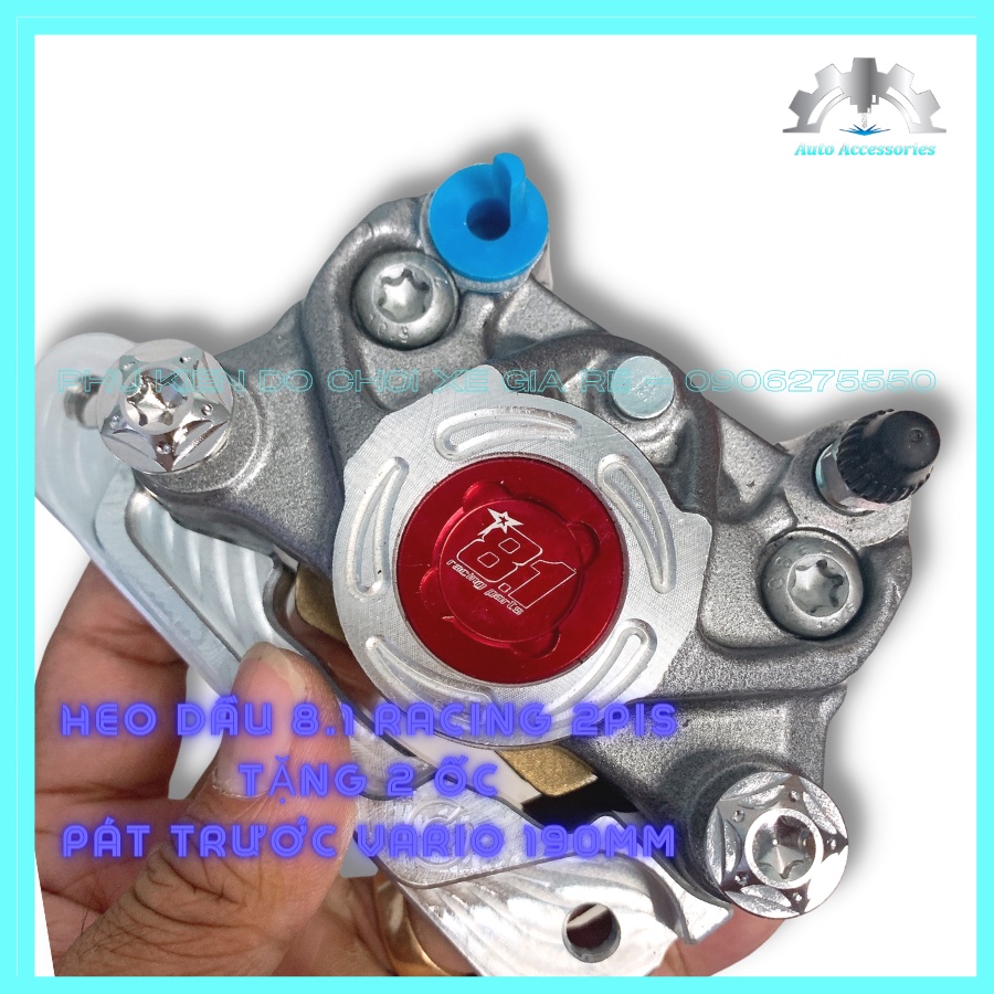 COMBO cho đĩa size ZIN 190mm xe VARIO Gồm Heo Dầu Trước 8.1 Racing 2piston + Kèm Pát CNC gắn Trước
