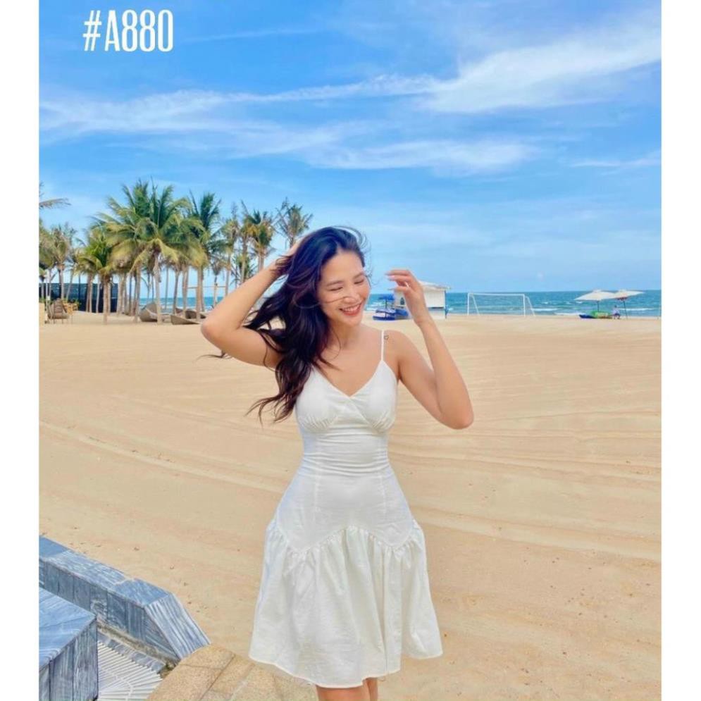 Đầm dự tiệc hai dây trắng tinh khiết kèm ảnh thật | BigBuy360 - bigbuy360.vn