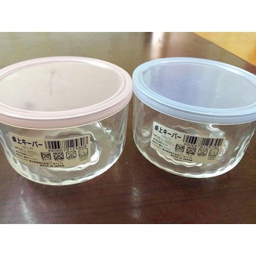 [Hỏa Tốc HN] Hộp thủy tinh kim cương có nắp đậy màu xanh 420ml Nội địa Nhật Bản