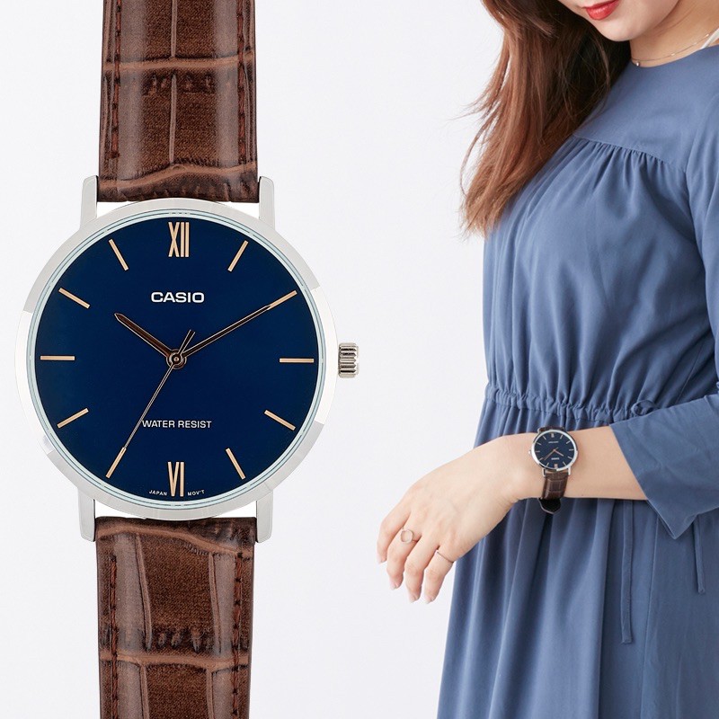 Đồng hồ nữ dây da Casio Anh Khuê LTP-VT01L-2BUDF