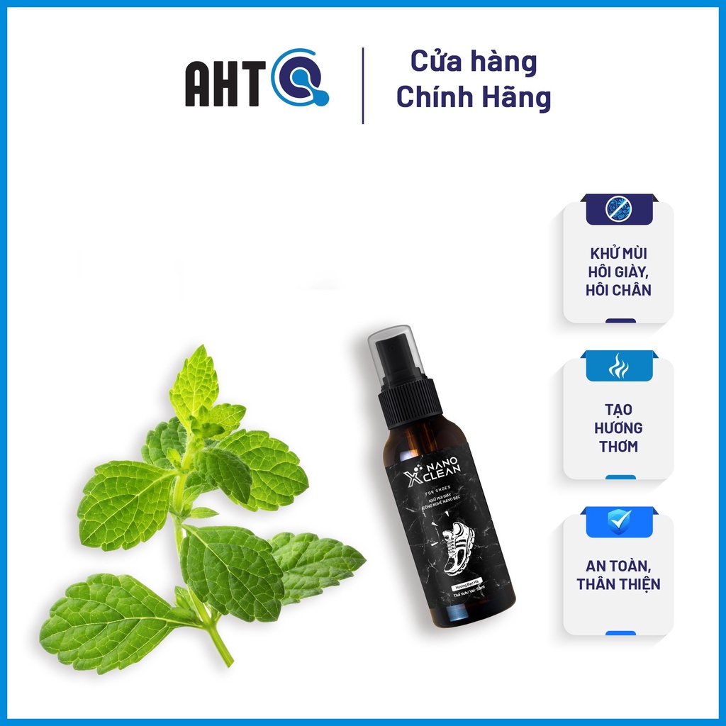 Chai Xịt Khử Mùi Giày Dép, Khử Mùi Hôi Chân Nano Bạc Nano Xclean For Shoes Hương Bạc Hà 50ml