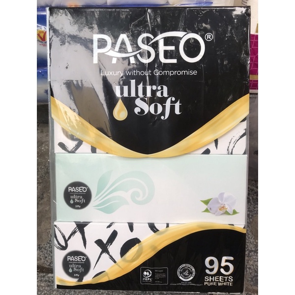 Khăn Giấy Hộp Paseo Ultra Soft 3 Lớp 95 Tờ