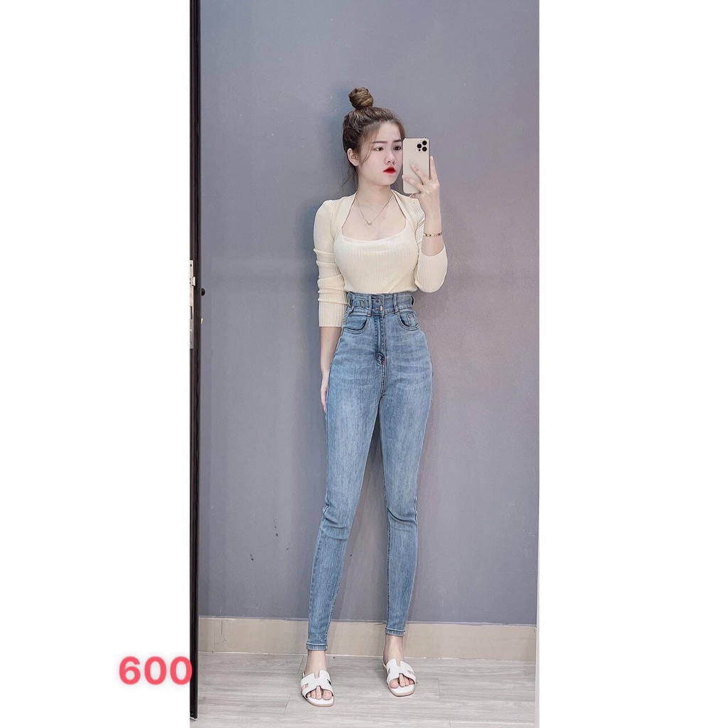 Quần jean nữ lưng cao, quần bò nữ ống đứng co giãn cao cấp MURADFASHION  MS4902