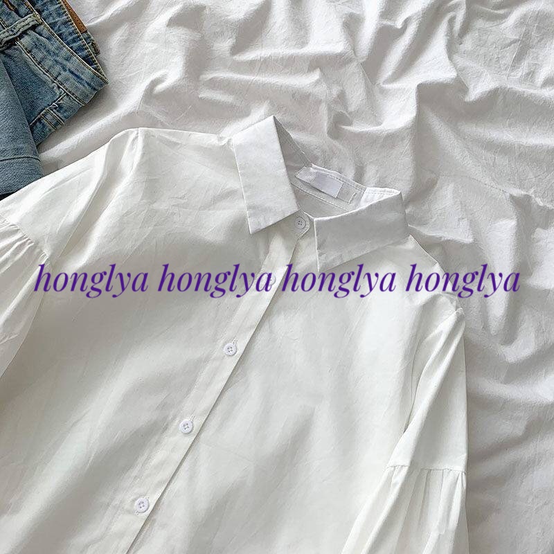 ảnh thật - Áo sơ mi chất cotton thô tay bồng tiểu thư