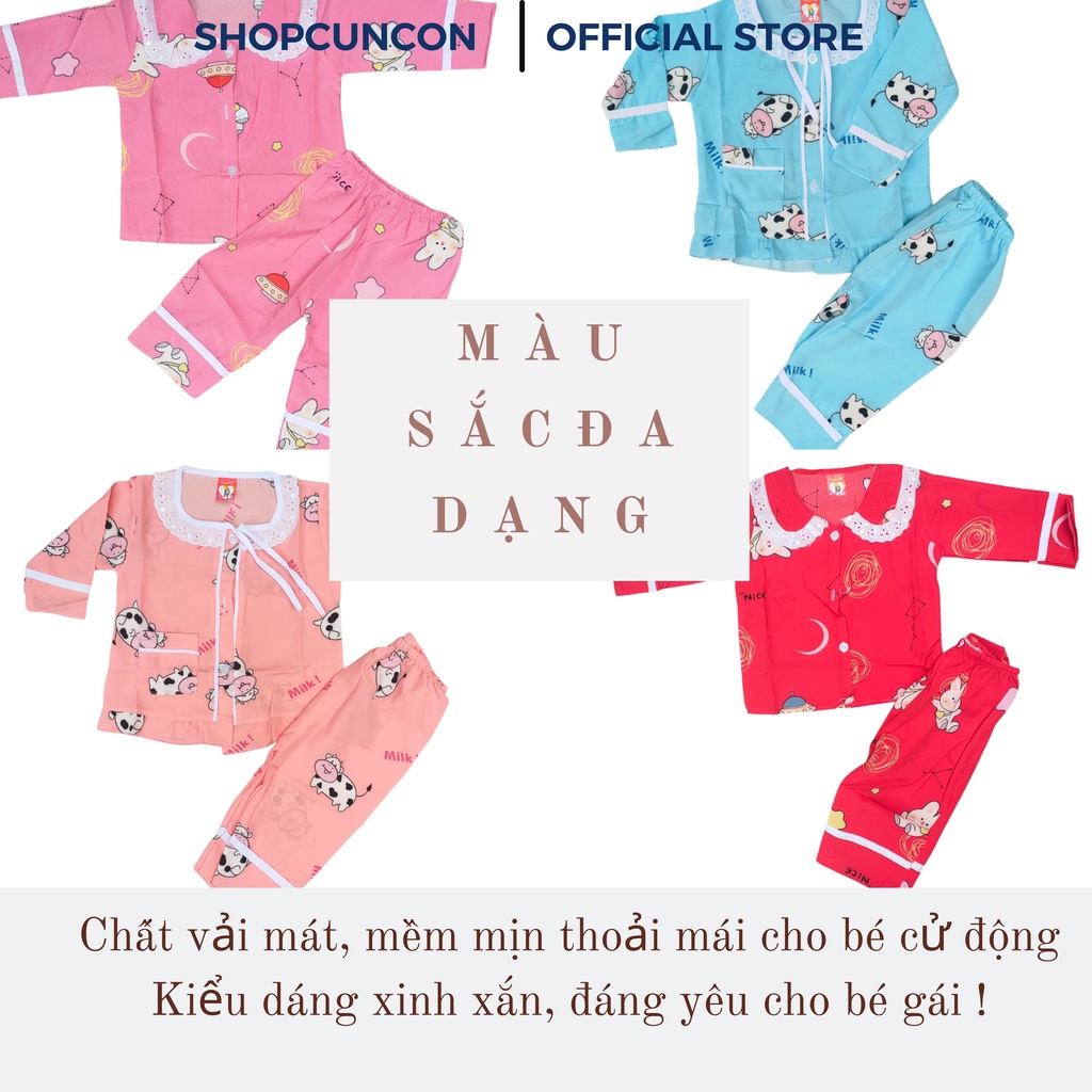 Đồ bộ bé gái sơ sinh Đồ ngủ Pijama bé gái cho bé gái tay dài Đồ mặc nhà dài tay chất lụa cotton mịn SCC0329