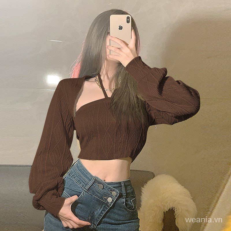 Áo kiểu tay dài cổ vuông thiết kế thanh lịch thời trang cho phái nữ