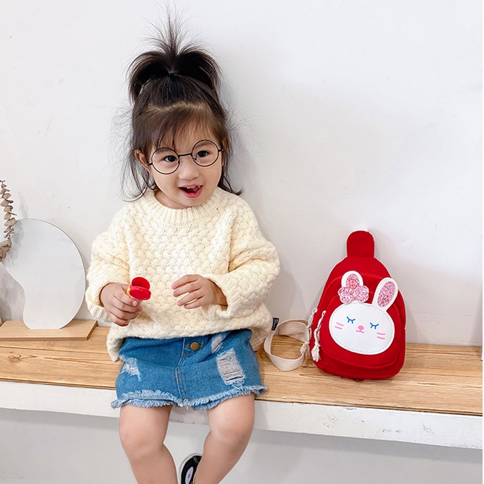 Túi đeo chéo mini cho bé trai bé gái Hạ Băng Designs, túi xách mini trẻ em đựng tiền điện thoại - Hình Thỏ