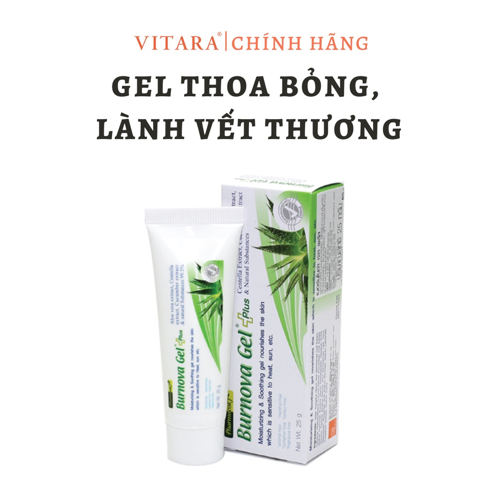 Gel thoa bỏng Burnova Gel Plus tái tạo da sau bỏng, sau laser, làm lành vết thương, vết thương mụn 8g, 25g, 50g hoặc 70g