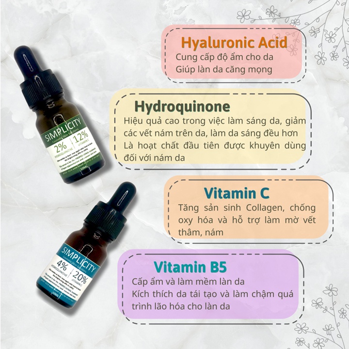 Serum Hydroquinone - Vitamin C giảm nám, thâm sạm và tàn nhang cho da trắng sáng đều màu