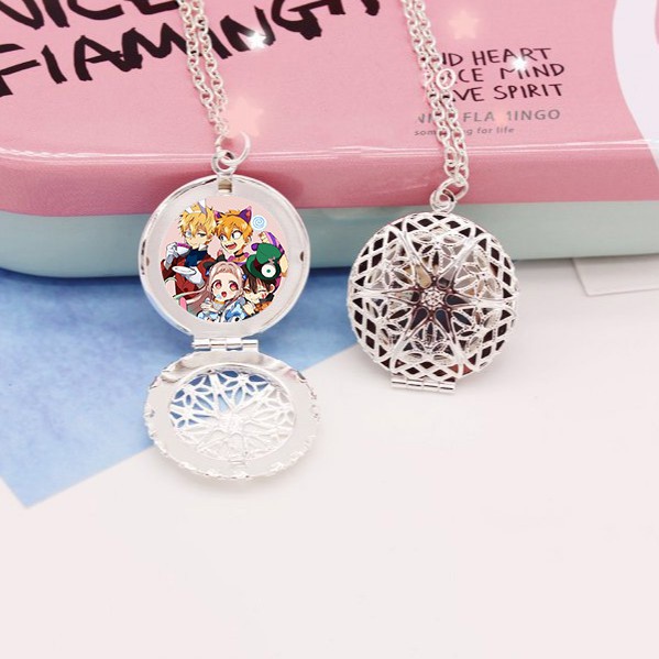 Vòng cổ IN HÌNH Jibaku Shounen Hanako-kun Ác quỷ trong nhà xí anime chibi đóng nắp kim loại xinh xắn