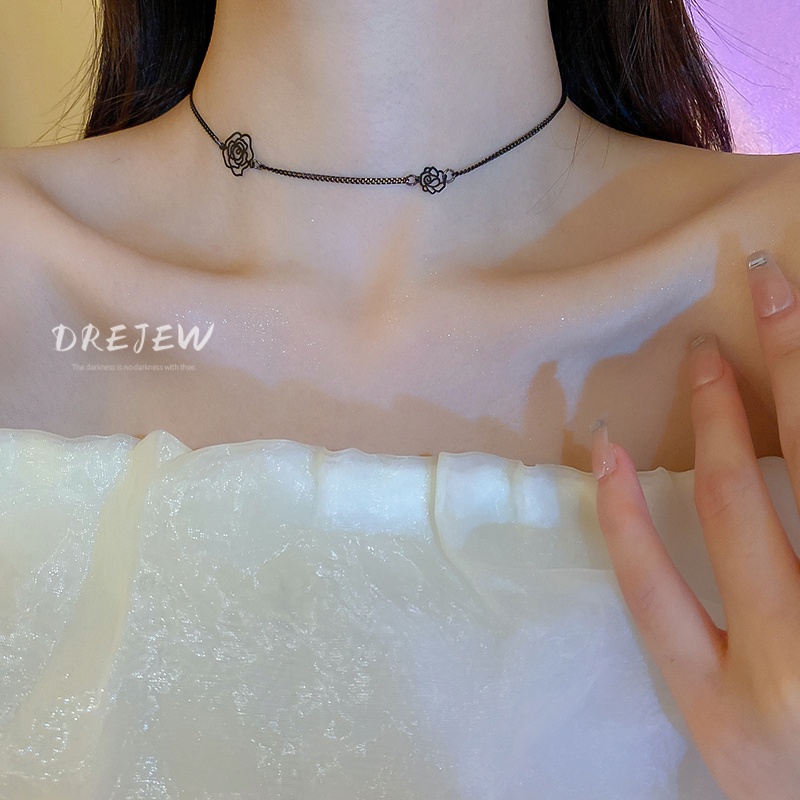 DREJEW Vòng cổ mặt hoa hồng phong cách đơn giản thời trang cho nữ