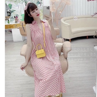 Váy thô kẻ fom to bầu bí bon chen đc chất mát