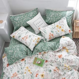Cotton 100% hoa nhí xanh