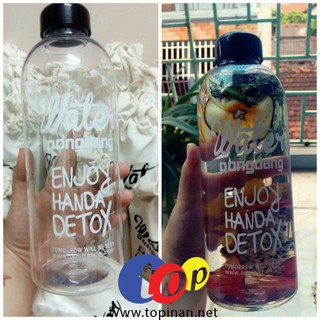 Bình nước Detox Pongdang 1000ml ( có túi đựng - màu trong suốt y hình )