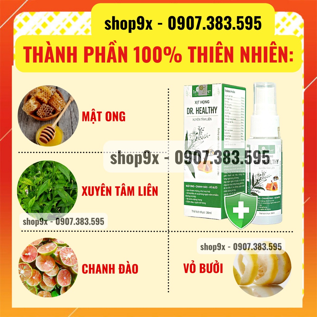 Xịt Họng Xuyên Tâm Liên Dr.Healthy Thơm Miệng Giảm Ho Ngứa Cổ Khử Mùi Hôi Miệng 30ml