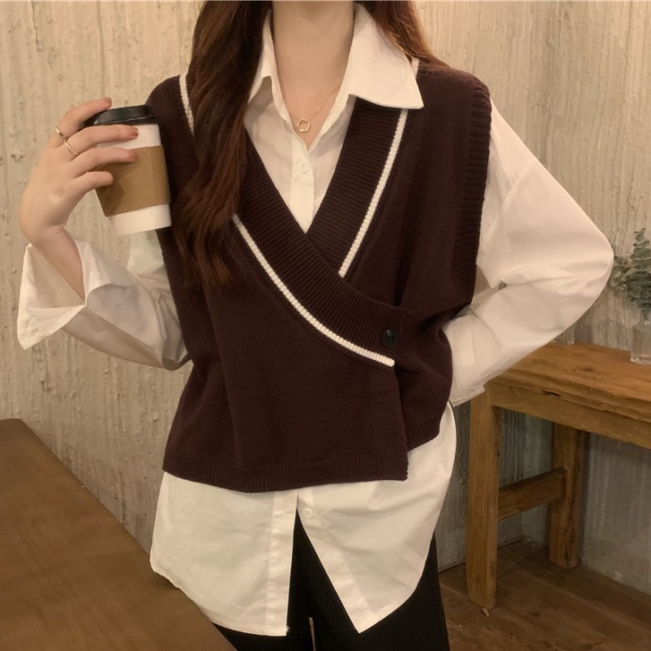 Áo Khoác Len Không Tay Thiết Kế Mới Thời Trang Mùa Thu Dành Cho Nữ