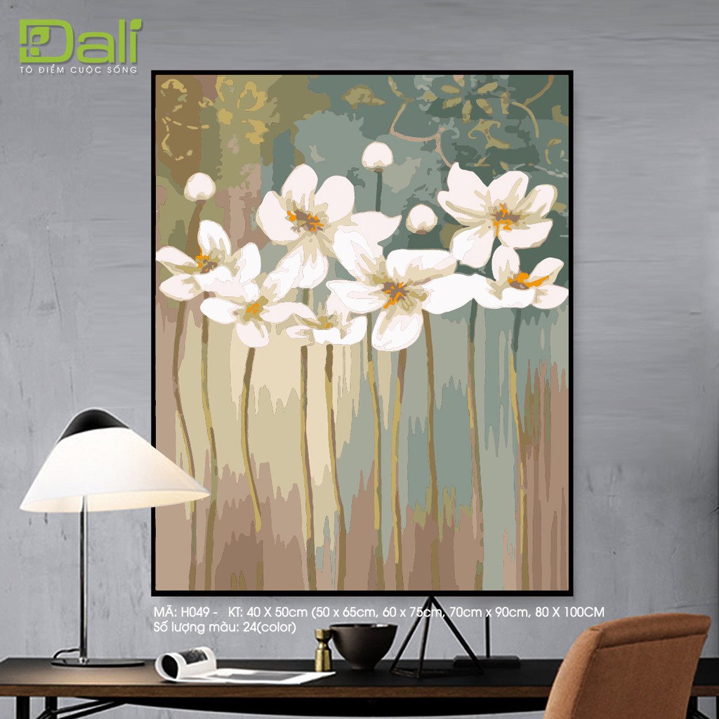 Tranh treo tường tự tô màu số hóa DALI Tranh Bộ 3 Hoa  TB004