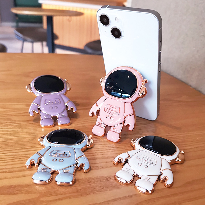 Giá đỡ phi hành gia 7 màu viền mạ vàng chống lưng sẵn keo dán cho điện thoại