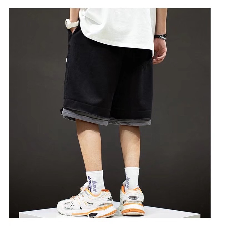 Quần Short Thể Thao Giả Hai Lớp Dáng Rộng Phong Cách Hip Hop Thời Trang Mùa Hè Cho Nam