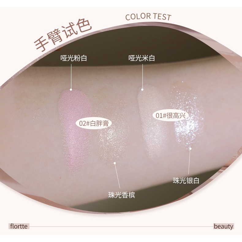 Phấn Bắt Sáng Dạng Lì Màu Đôi Flortte + Phấn Bắt Sáng