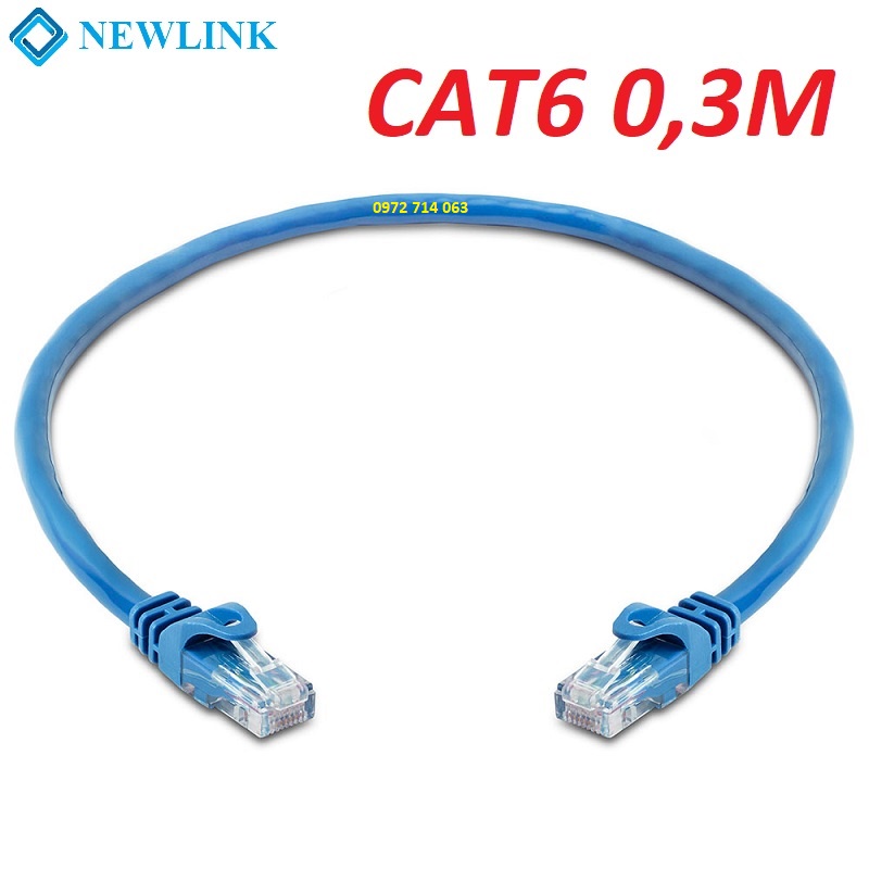 Dây mạng cat6 đúc sẵn Newlink lõi đồng 24AWG có CO, CQ 0,3m 0,5m 1,5m 3m 5m 10m