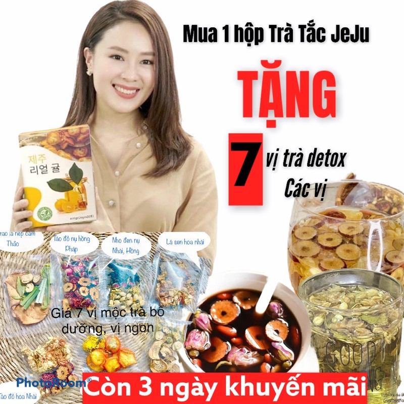 Trà tắc JeJu Hàn tặng 7 gói trà hoa detox