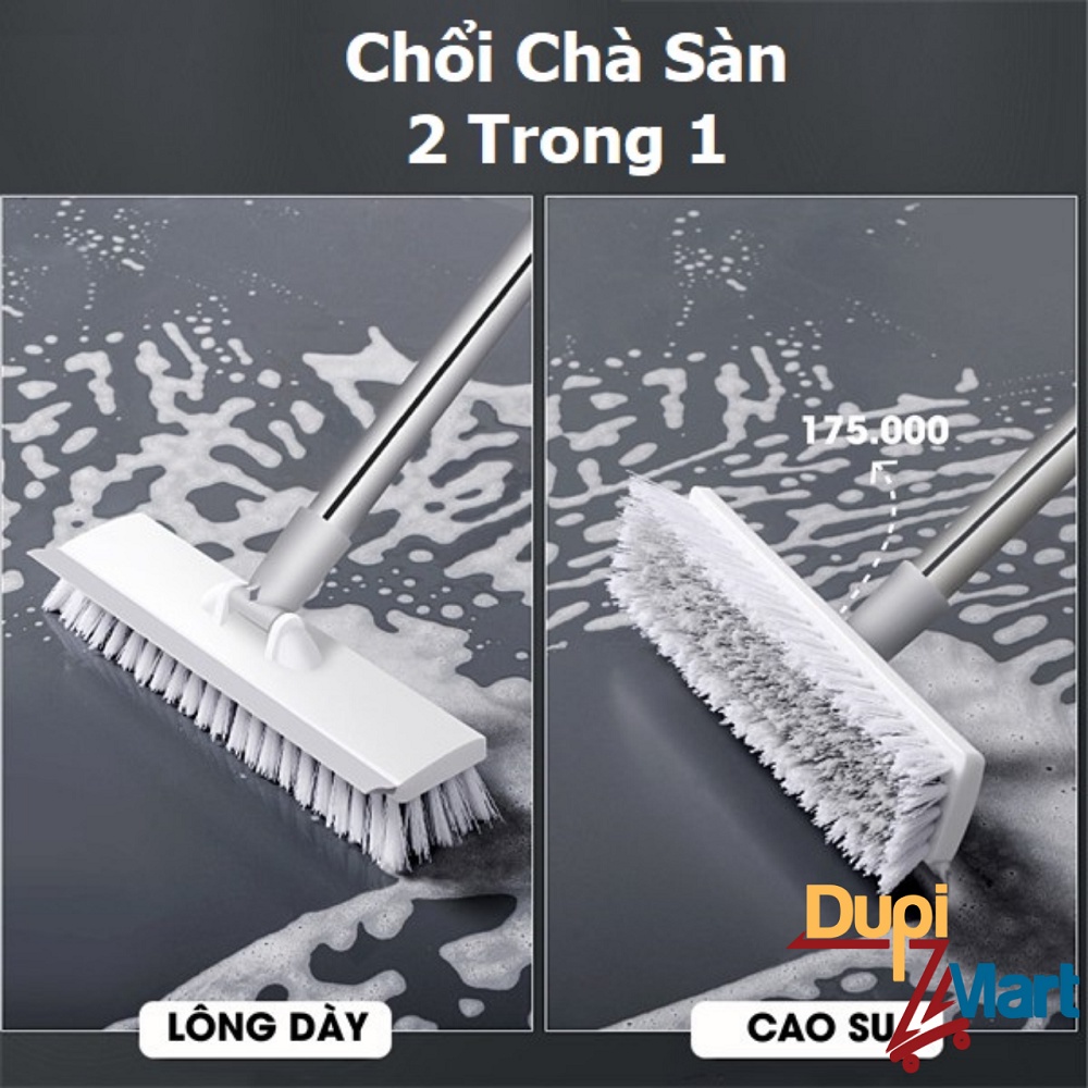 [SIÊU TIỆN ÍCH] Chổi Lau Sàn - Chổi Chà Sàn 2 trong 1 Cán INOX Có Gạt Nước Đa Năng Tiện Lợi - DupiMart