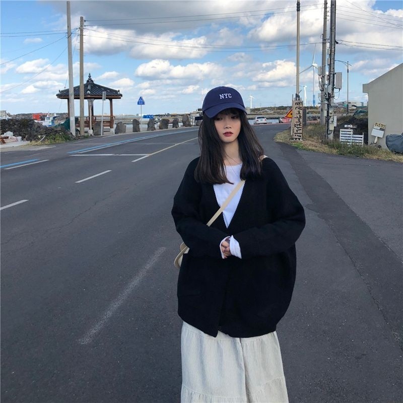 ÁO KHOÁC LEN CADIGAN ĐEN PHA NỈ - ÁO CARDIGAN LEN NỮ BASIC KOREA MÀU ĐEN NAM NỮ UNISEX | BigBuy360 - bigbuy360.vn