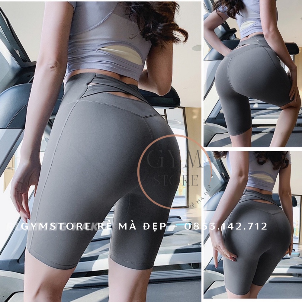 Quần Biker Short Legging Đùi Lửng Thể Thao Nữ Tập Gym Yoga Cạp Cao Co Giãn Gen Bụng Nâng Mông Nhẹ Thoáng Mát𝑮𝒀𝑴𝑺𝑻𝑶𝑹𝑬 068
