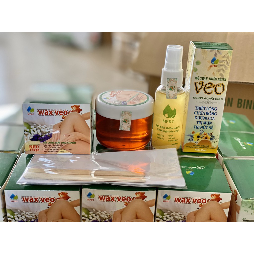 Combo triệt lông vĩnh viễn Wax + Mỡ Trăn. Tẩy lông handmade an toàn tặng kèm bộ dụng cụ wax mới Hàng Mới Cập Nhập